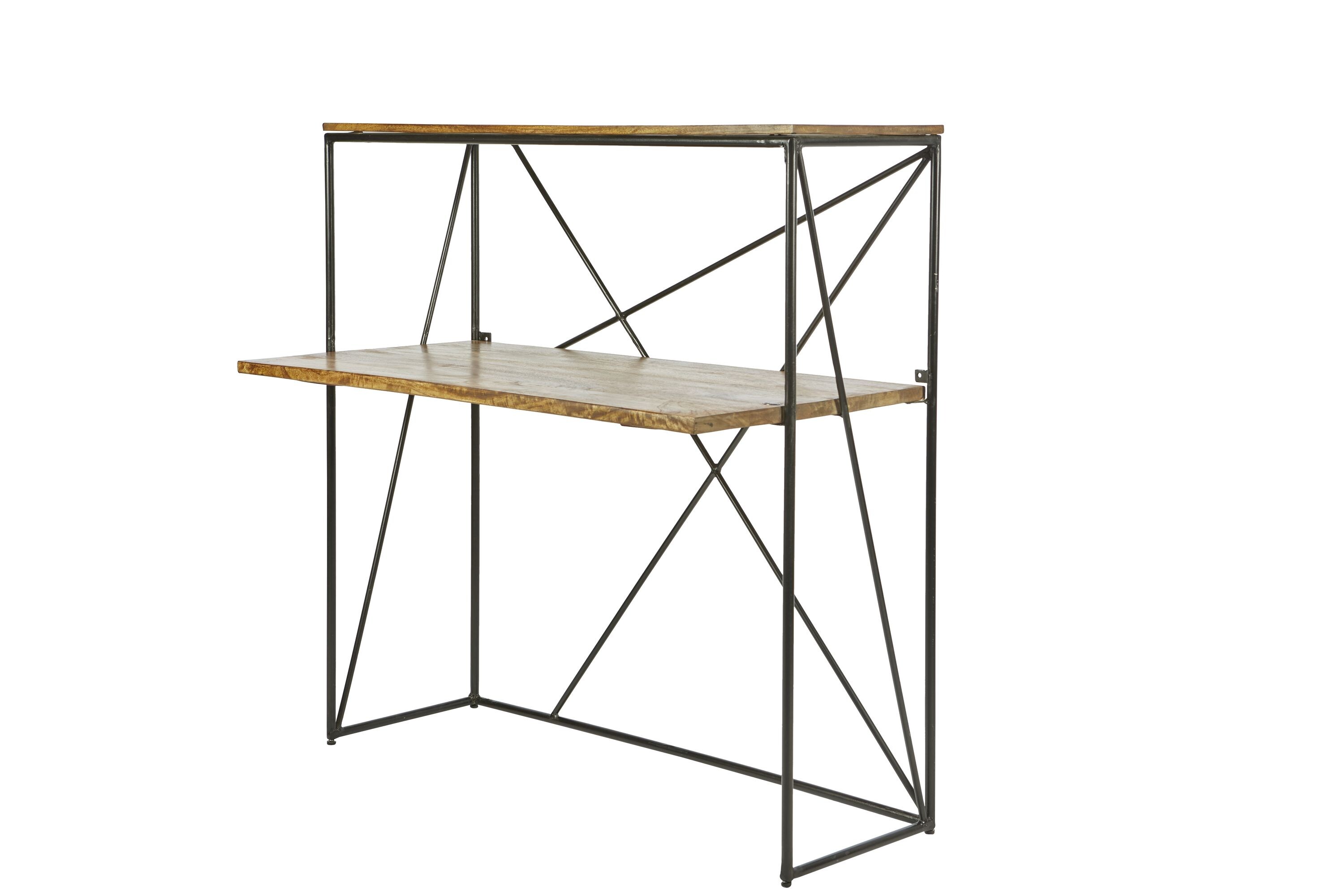 Sekretär Schreibtisch Arbeitstisch Mangoholz Metall Regal Standregal Kommode