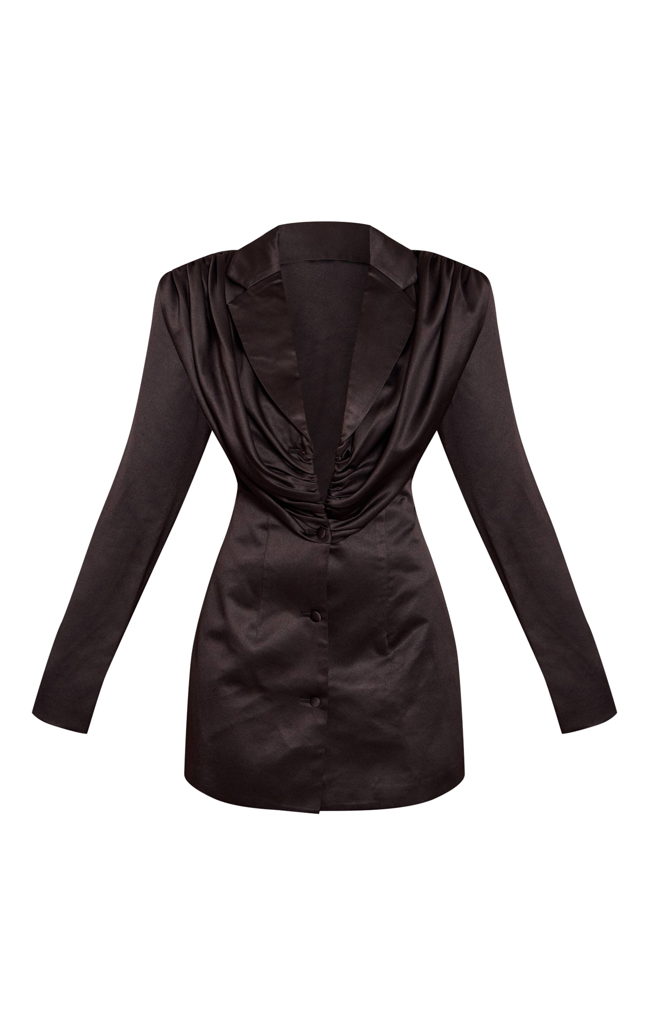 Noir Robe Blazer Plissée En Satin Champagne
