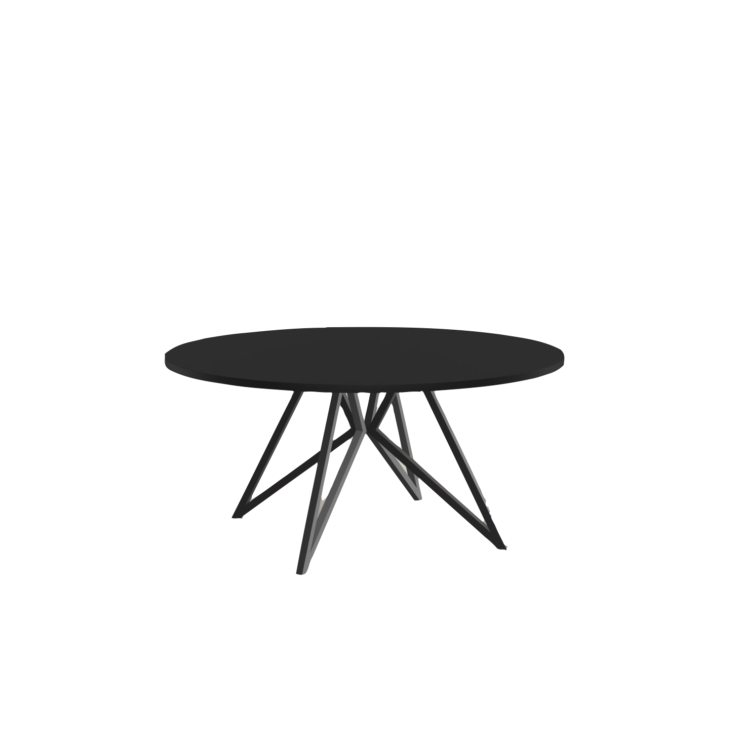 Studio HENK tafel Butterfly Rond QuadpodXL - zwart frame, HPL Fenix nero ingo ⌀160 | HPL Fenix Nero Ingo | Rechte Rand | Frame Zwart