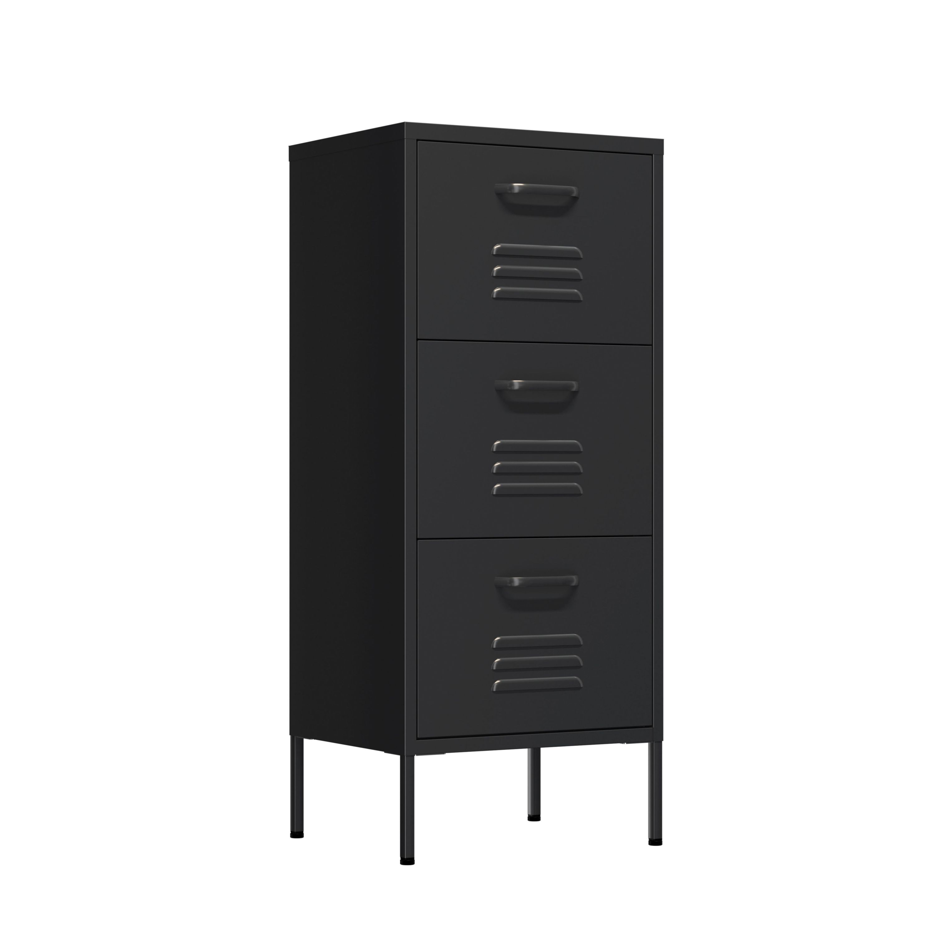 Kommode Metall KLAUS 3 Schubladen 42 x 101 cm schwarz