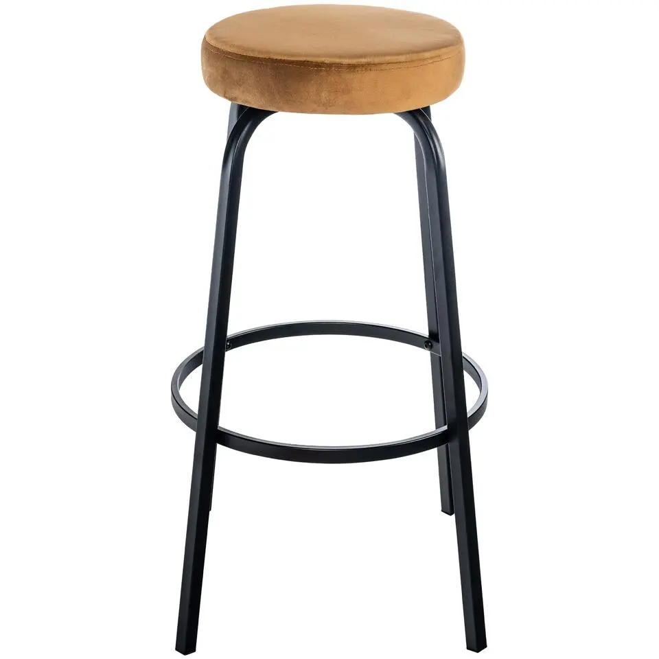 CLP Barkruk Kamari mat zwart Frame - Fluweel - koffie