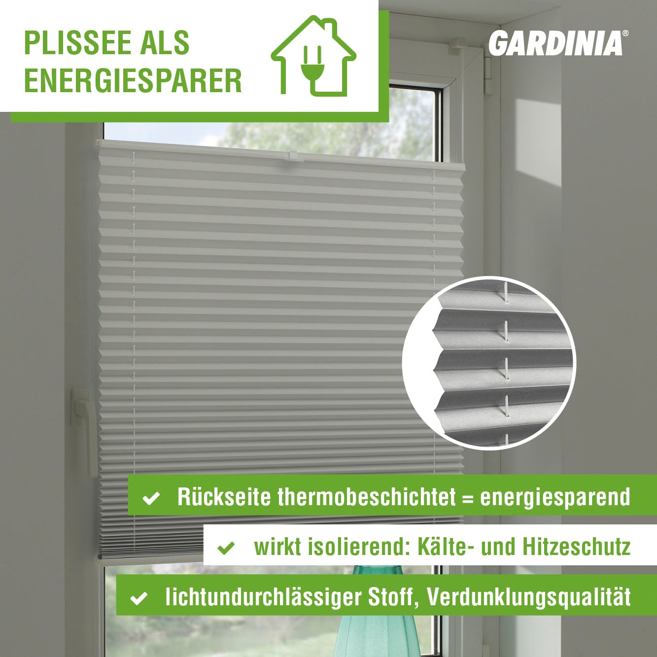 GARDINIA Dachfensterplissee blickdicht ohne Bohren passend für Velux Dachfenster, in Crush-Optik