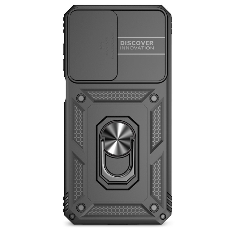 Samsung Galaxy A16 Hybrid Outdoor Hardcase Hülle mit Cam-Slider   Magnetischer Kickstand - Schwarz