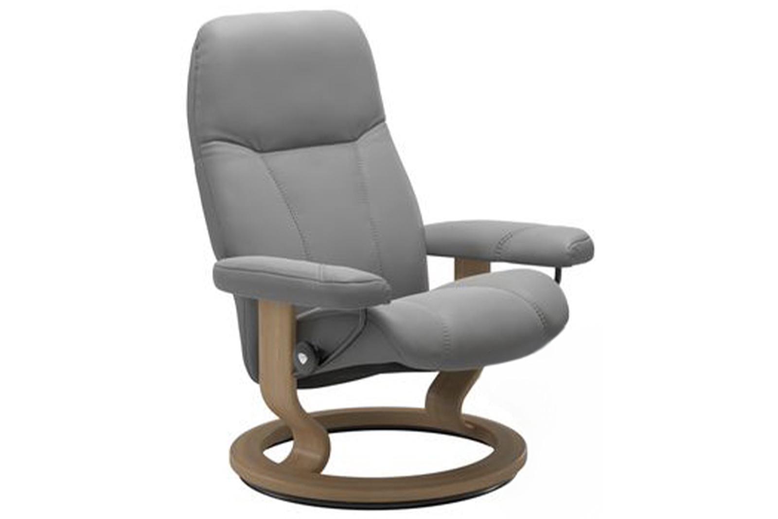 Consul lenestol I hud Batick Wild Dove med Classic understell i Eik. Medium stol uten krakk.