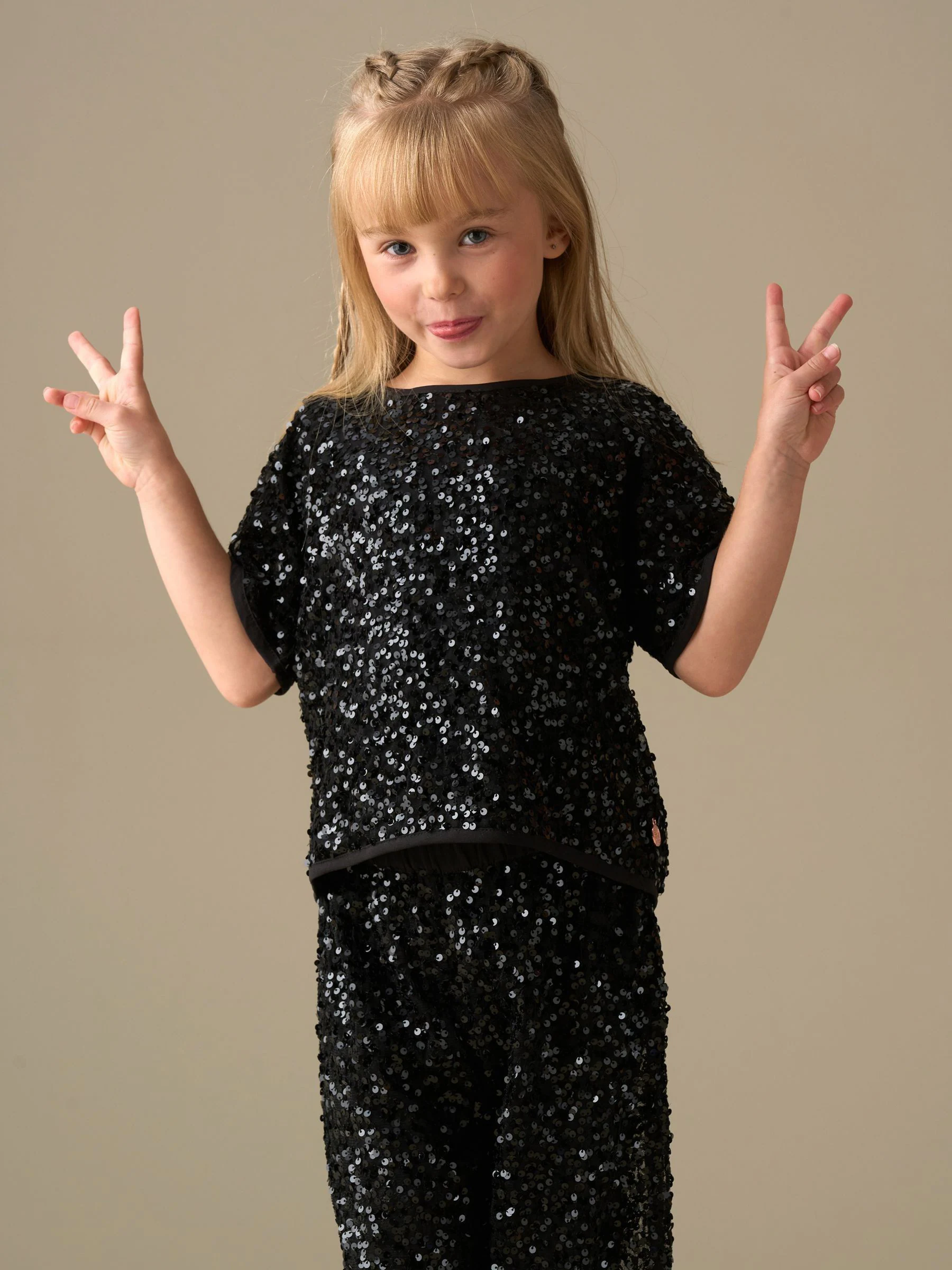 Zwart - Angel & Rocket Leona Black Sequin Top