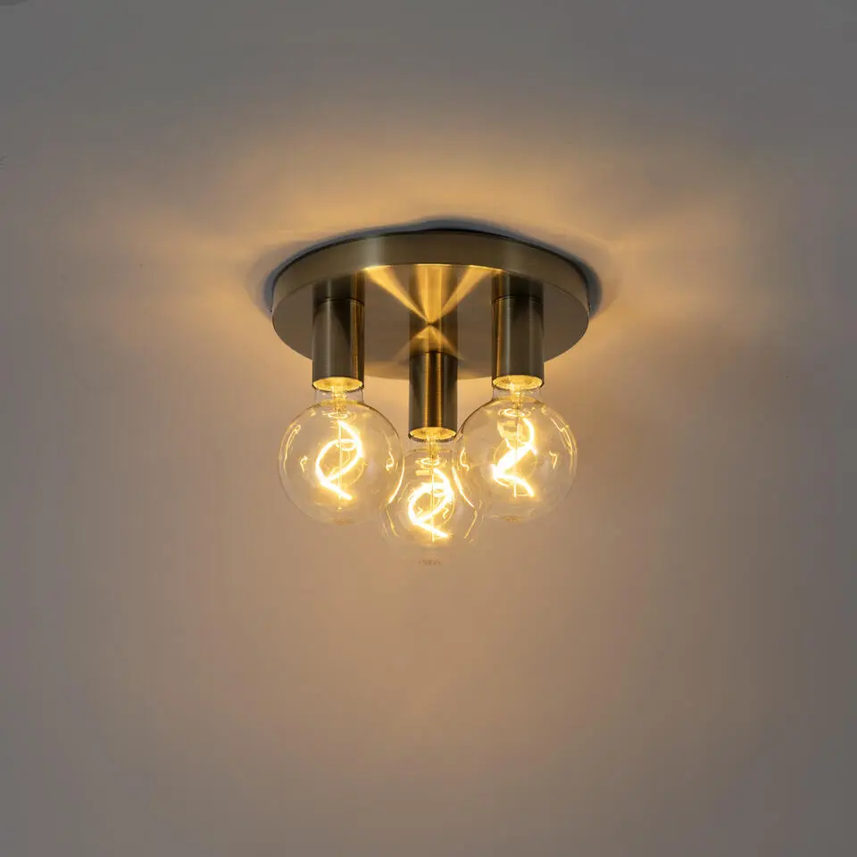 Qazqa plafondlampen facil bruin e27