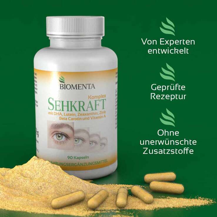 Biomenta Sehkraft Kompl.DHA Lutein Zeaxanthin Kapseln , 90 St