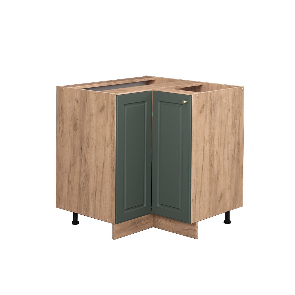 Vicco Eckunterschrank Küchenschrank Küchenmöbel Fame-Line Eiche Grün-Gold Landhaus 87 cm Küche Eckküche Einbauküche Doppel-Drehtür Einlegeboden Blende Küchenzeile
