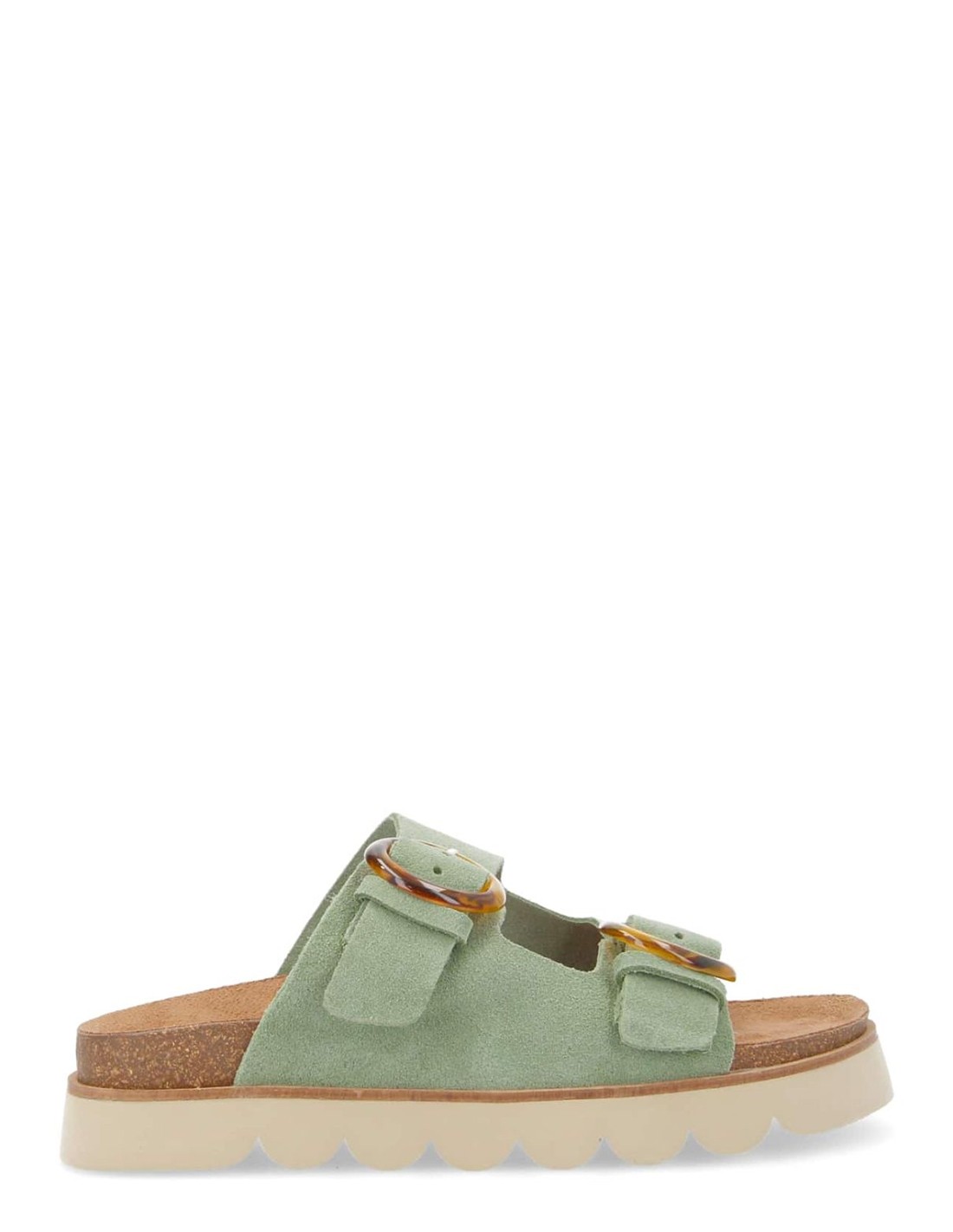 no name Mules Femme Sandy Slap Cuir Tilleul