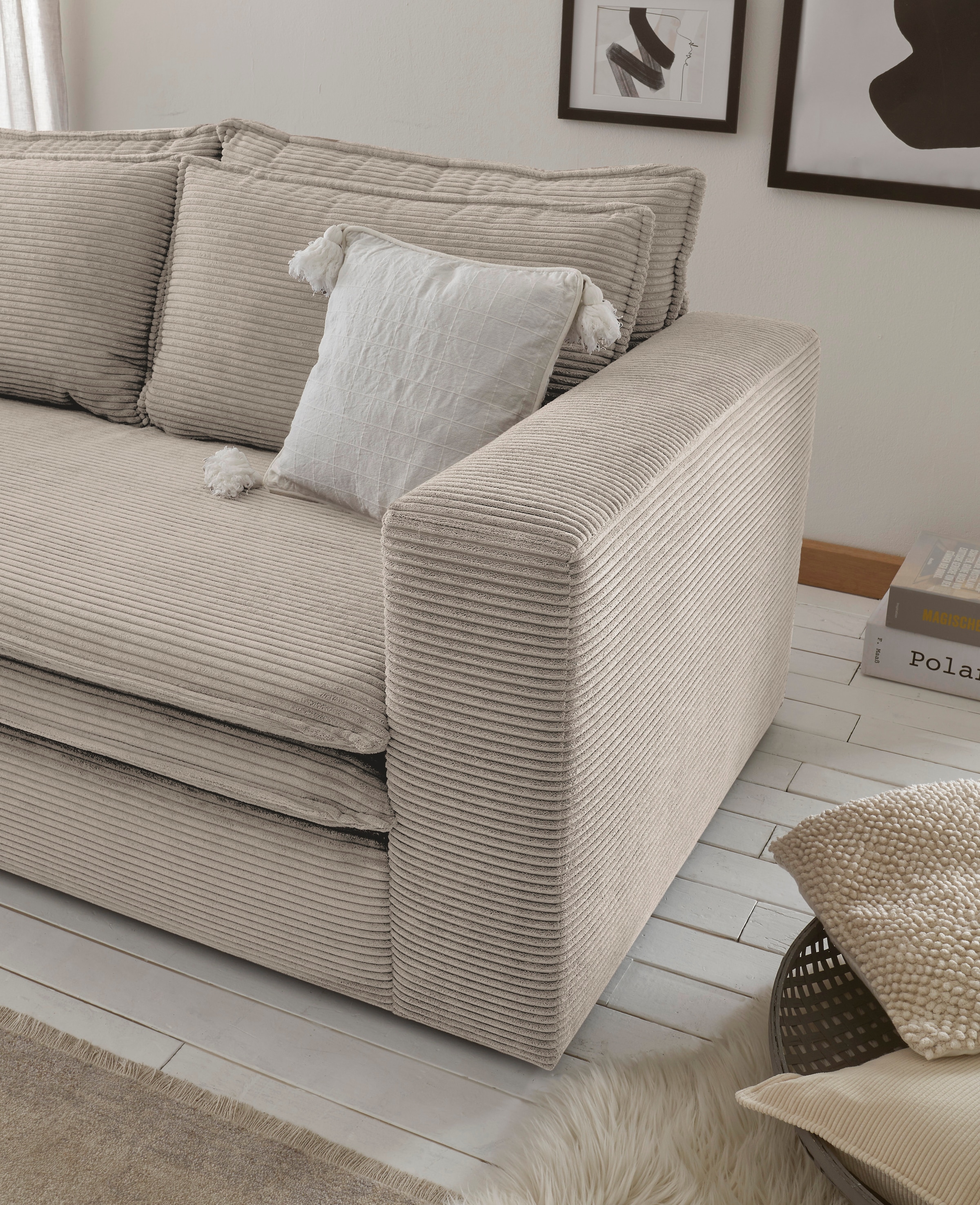 Home affaire Sitzgruppe »PIAGGE« 2 Stk. tlg. Hochwertiger Cord, Sessel und Hocker klein im Set