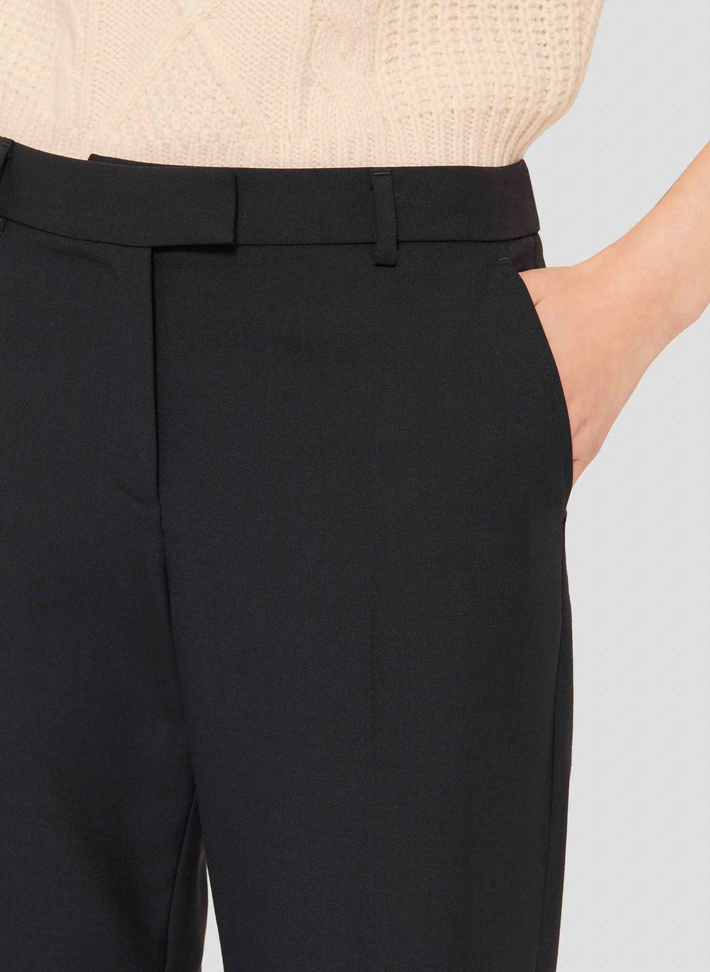 PRIMERO - Pantalon droit en laine mélangée | Bleu