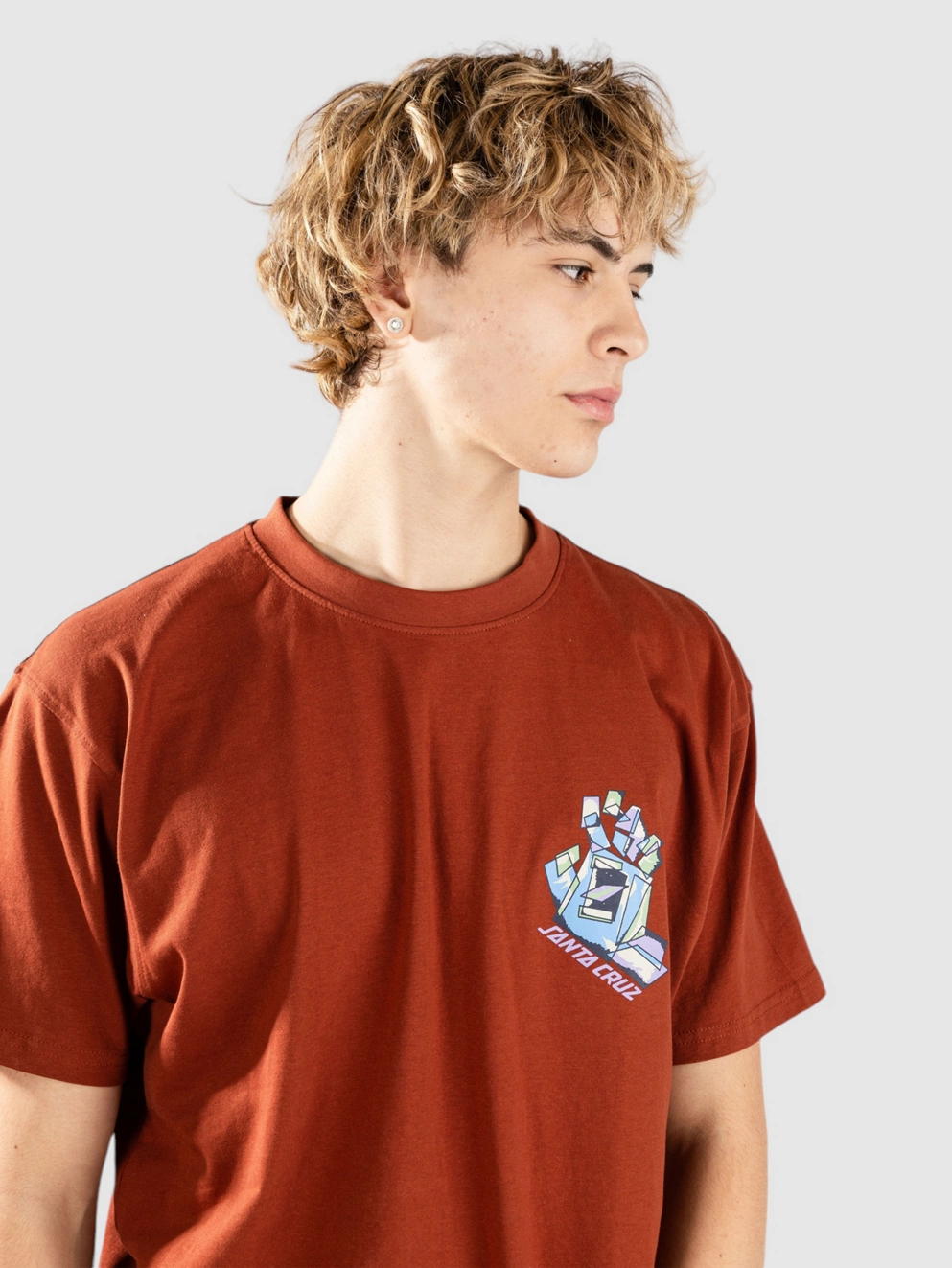 Santa Cruz Screaming Scratched Hand Strip T-Shirt burnt sienna