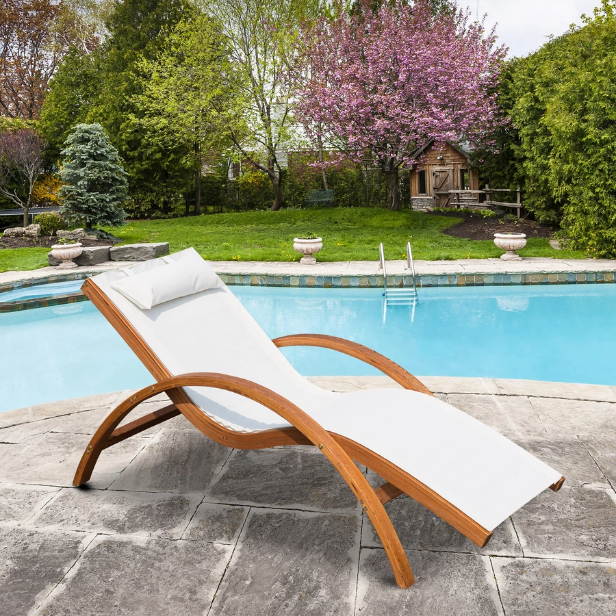 Outsunny Relaxliege für den Garten cremeweiß, natur
