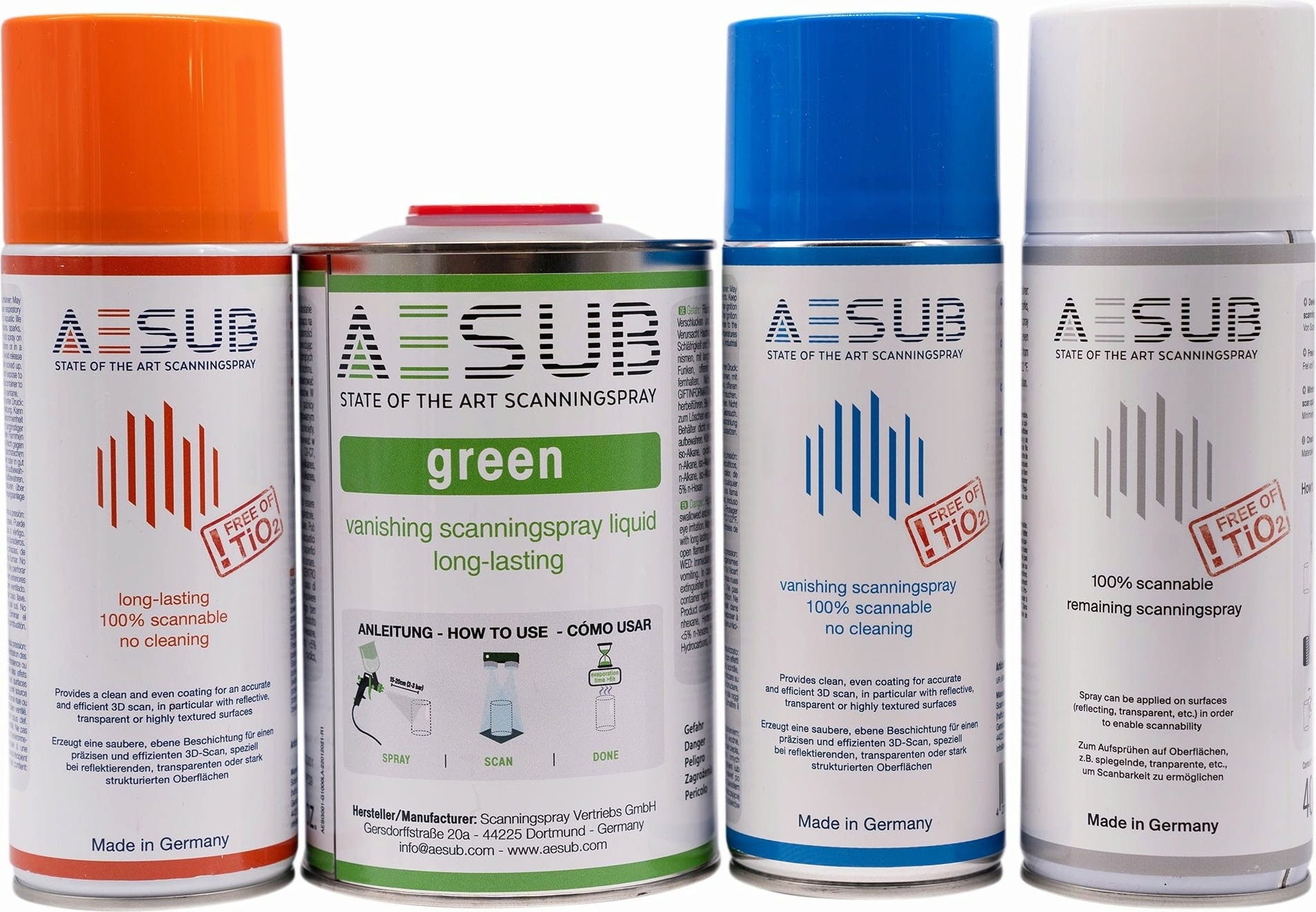 AESUB  Orange Scanningspray, 400 ml    Scanningspray für reflektierende, transparente oder stark strukturierte Oberflächen