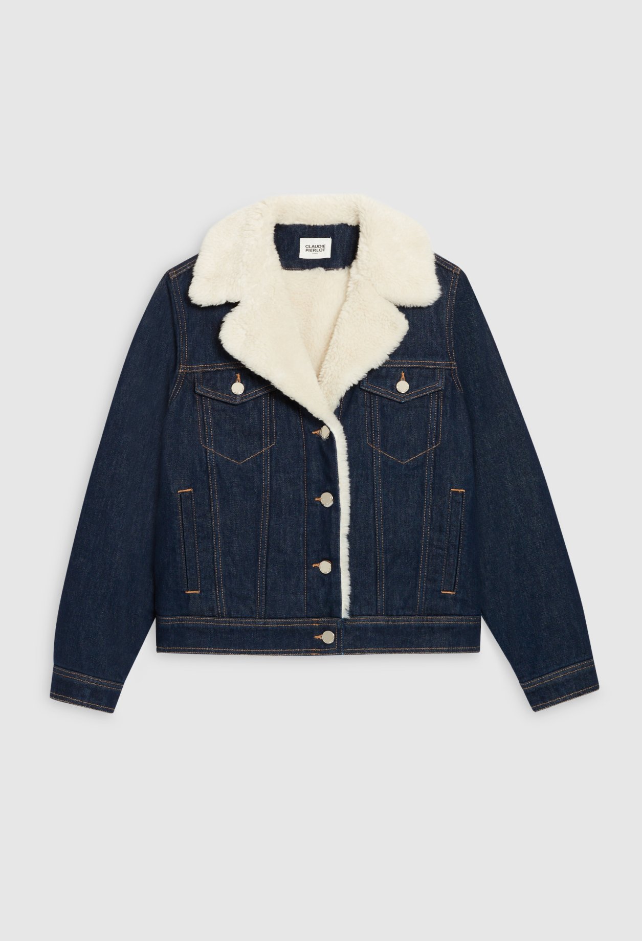 Blouson jean double fausse fourrure