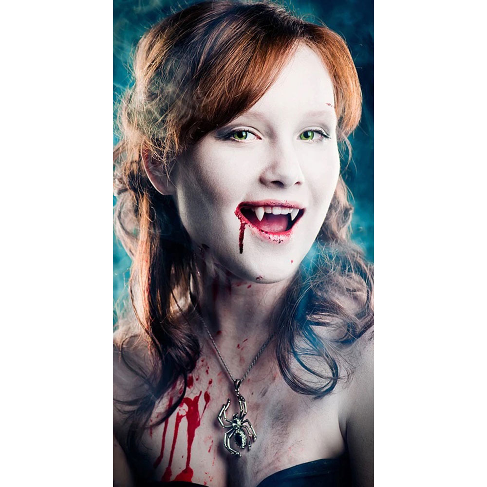 (1 Paar) 13mm Kunst Zähne Fasnachts Kostüm Zubehör Vampirzähne Motto Party Accessoire Halloween Foto Requisite