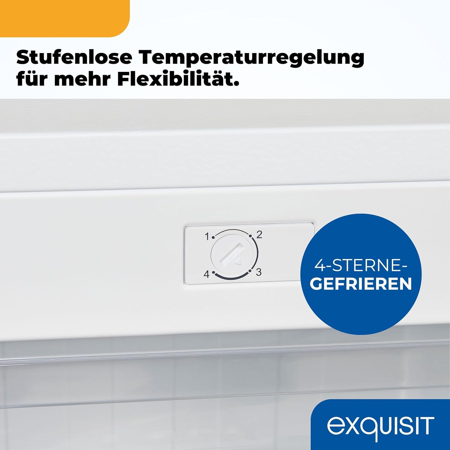 Exquisit Gefrierschrank | 63 l Nutzinhalt, Energieeffizienzklasse E, 39 dB(A) | kompakte Bauform, 4-Sterne-Gefrieren, manuelle Temperaturregelung, wechselbarer Türanschlag | GS5111-330E weiss