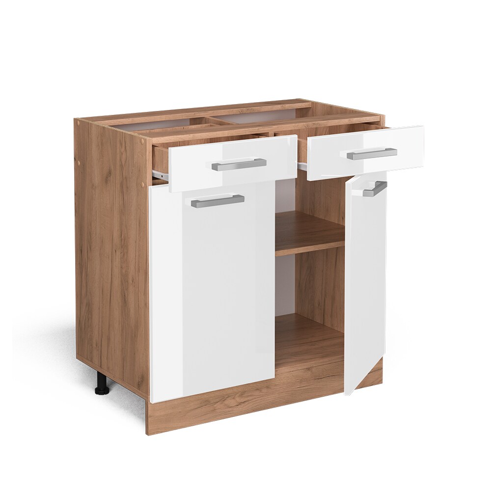 Vicco Schubunterschrank Küchenschrank Küchenzeile R-Line 80 cm Goldkraft Weiß