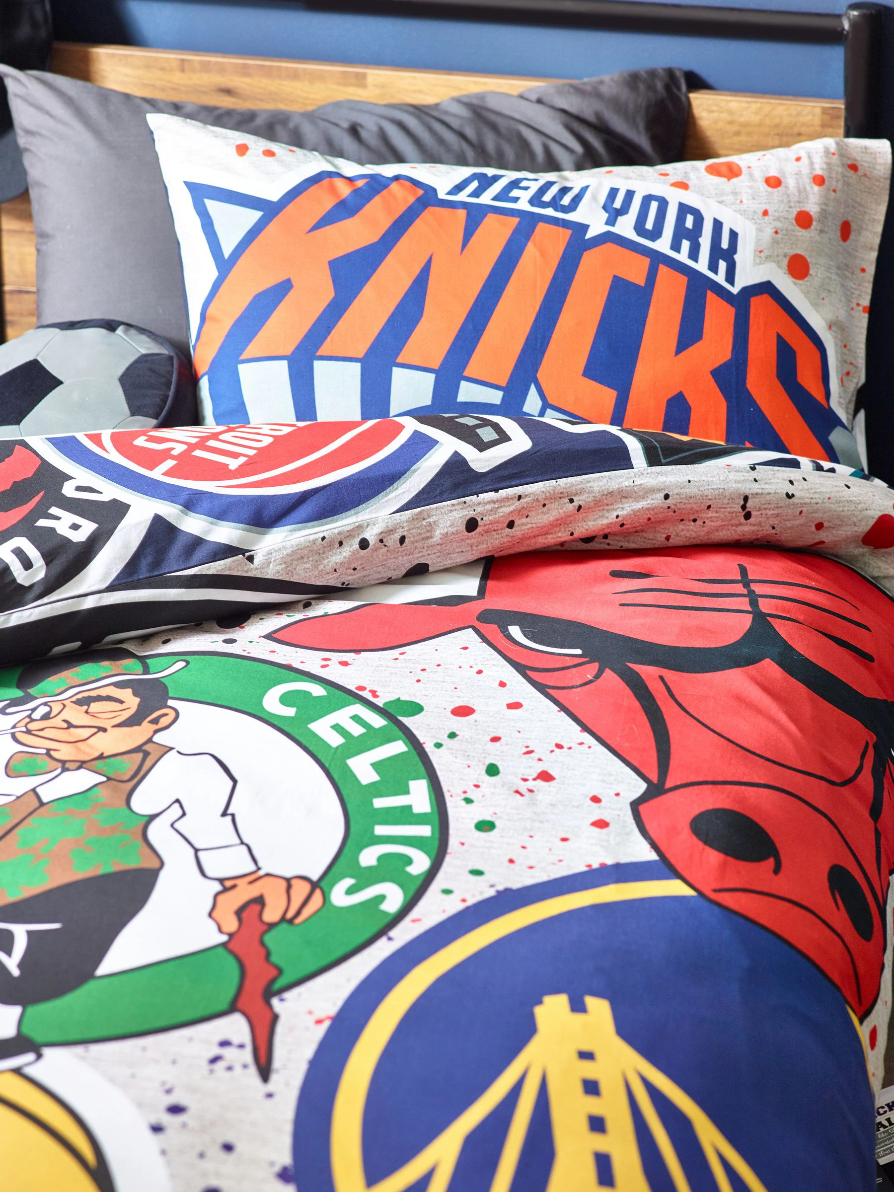 NBA 100% katoenen Dekbedovertrek en kussensloop Set voor eenpersoonsbed