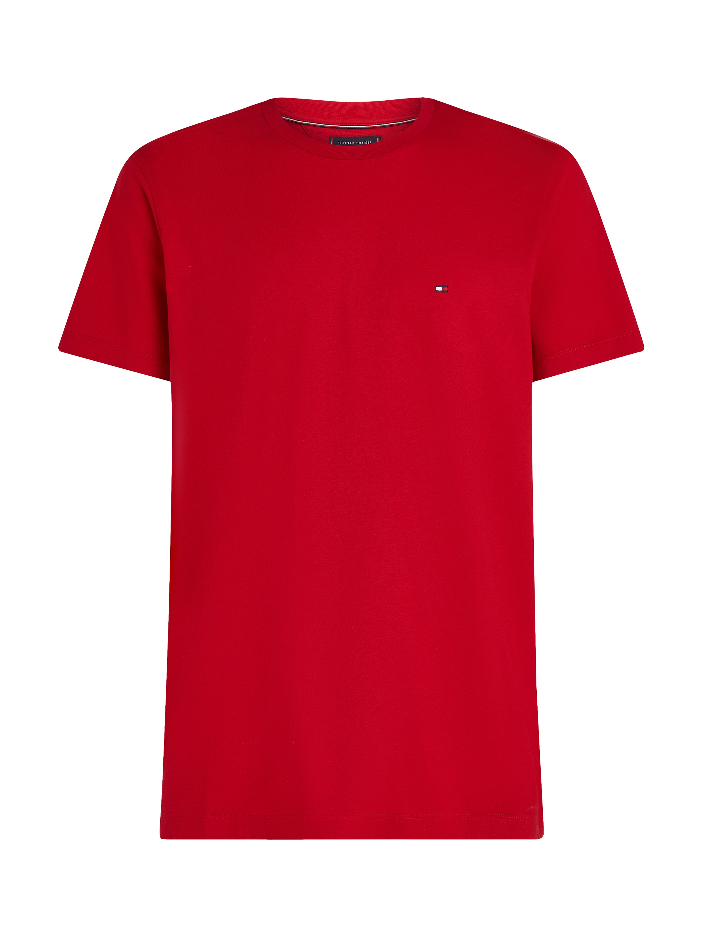 Tommy Hilfiger T-Shirt »ESSENTIAL REG FIT SOLID TEE mit Stickerei und Rundhals«, unifarben, casual, regular fit, Baumwolle, Rundhals