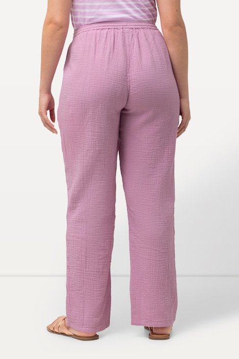 Musselin-Schlupfhose Rose, weites Bein, Elastikbund