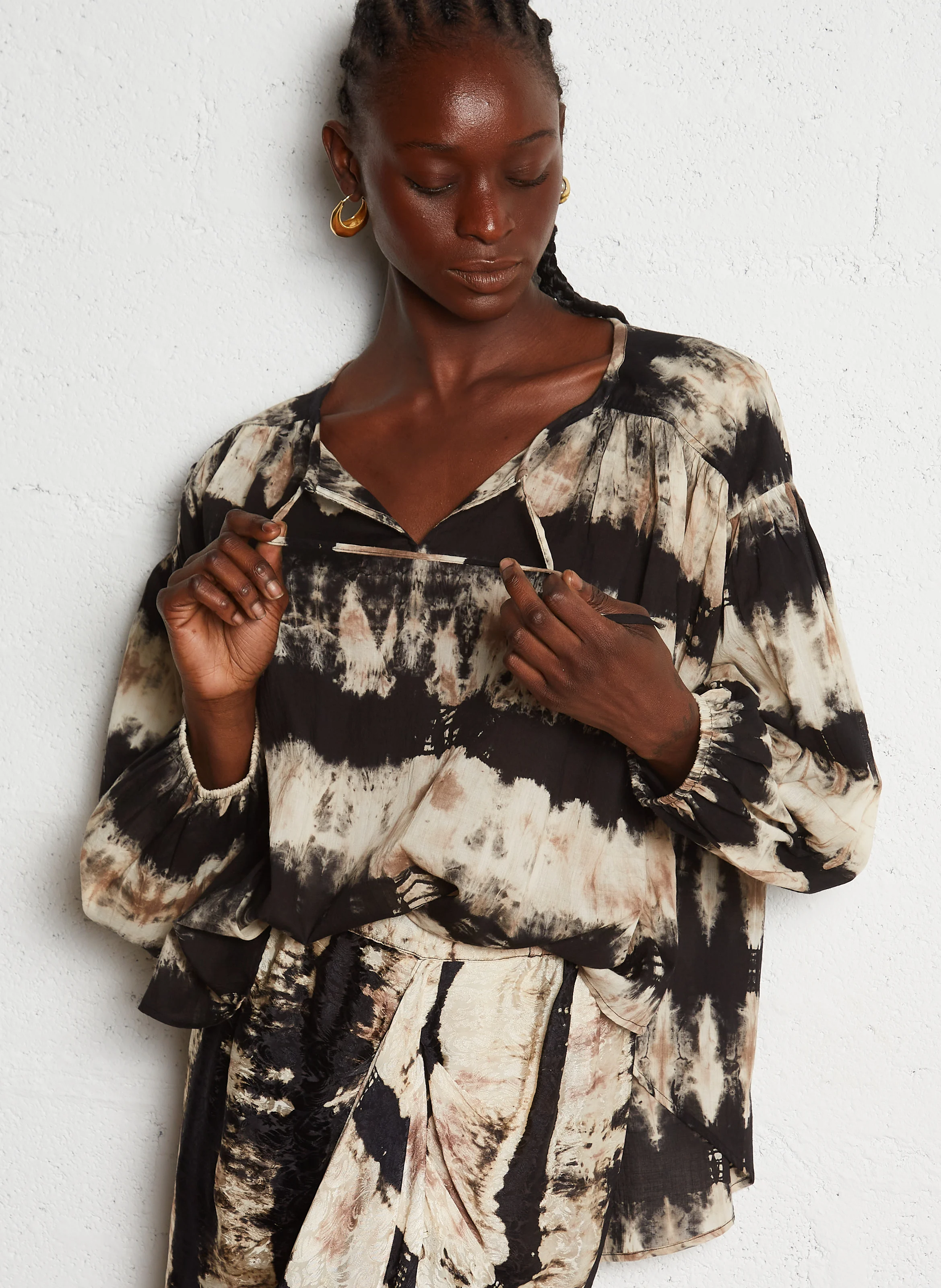 FOLI - Top ample col rond en coton | Multicolore
