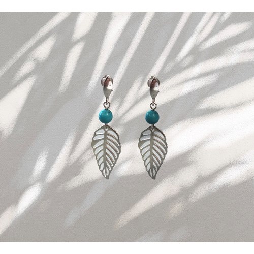 Pendants feuille argent