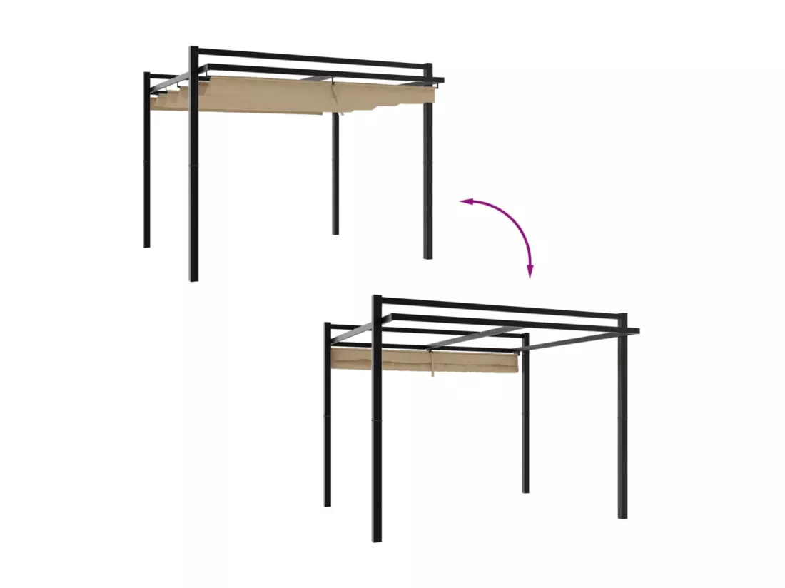 Tonnelle de jardin avec toit rétractable taupe 3x3 m aluminium