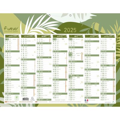 Calendrier recyclé Forever 7 mois par face - 33,5 x 43 cm - Exacompta
