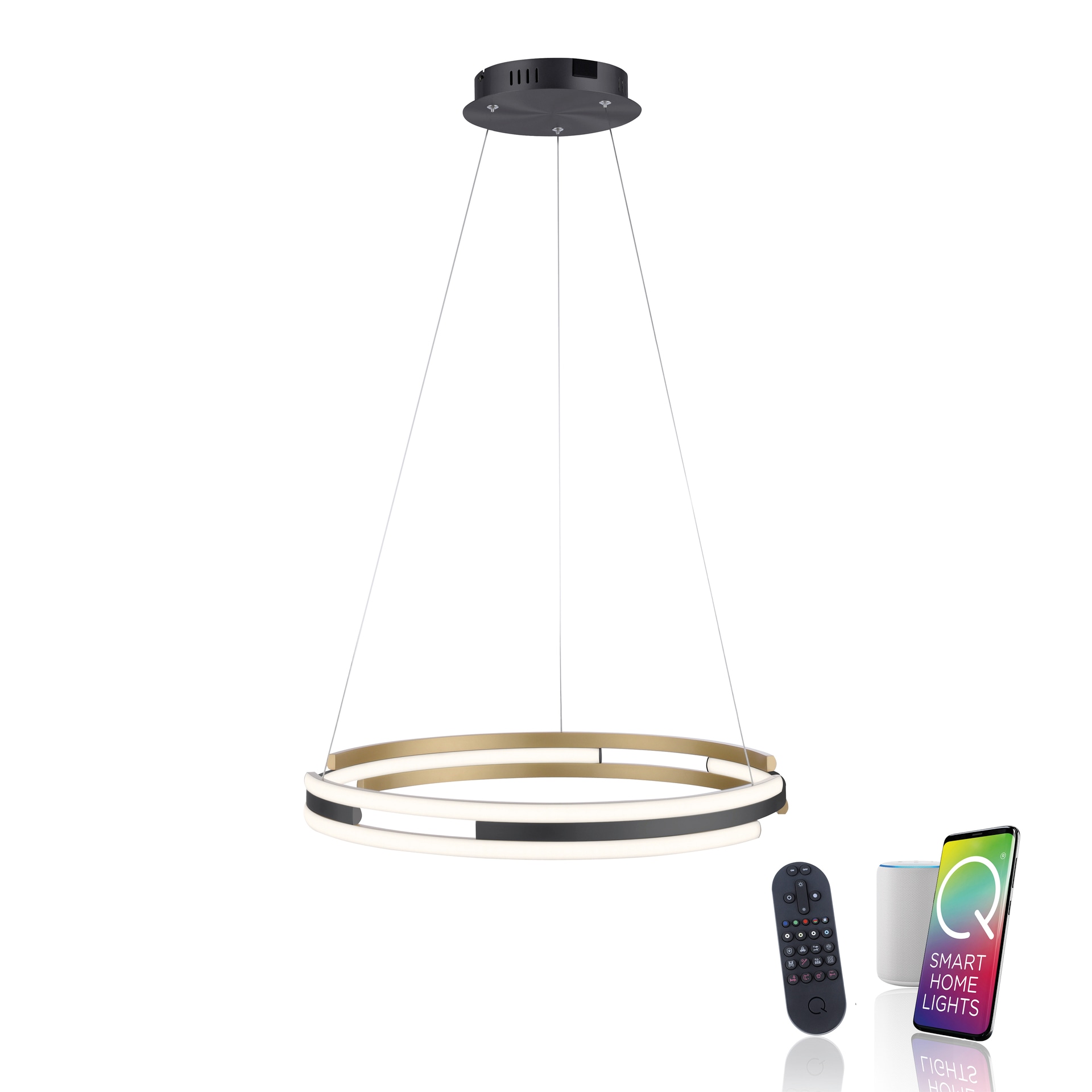 Paul Neuhaus LED Pendelleuchte Q-BELUGA Messing/ Schwarz matt