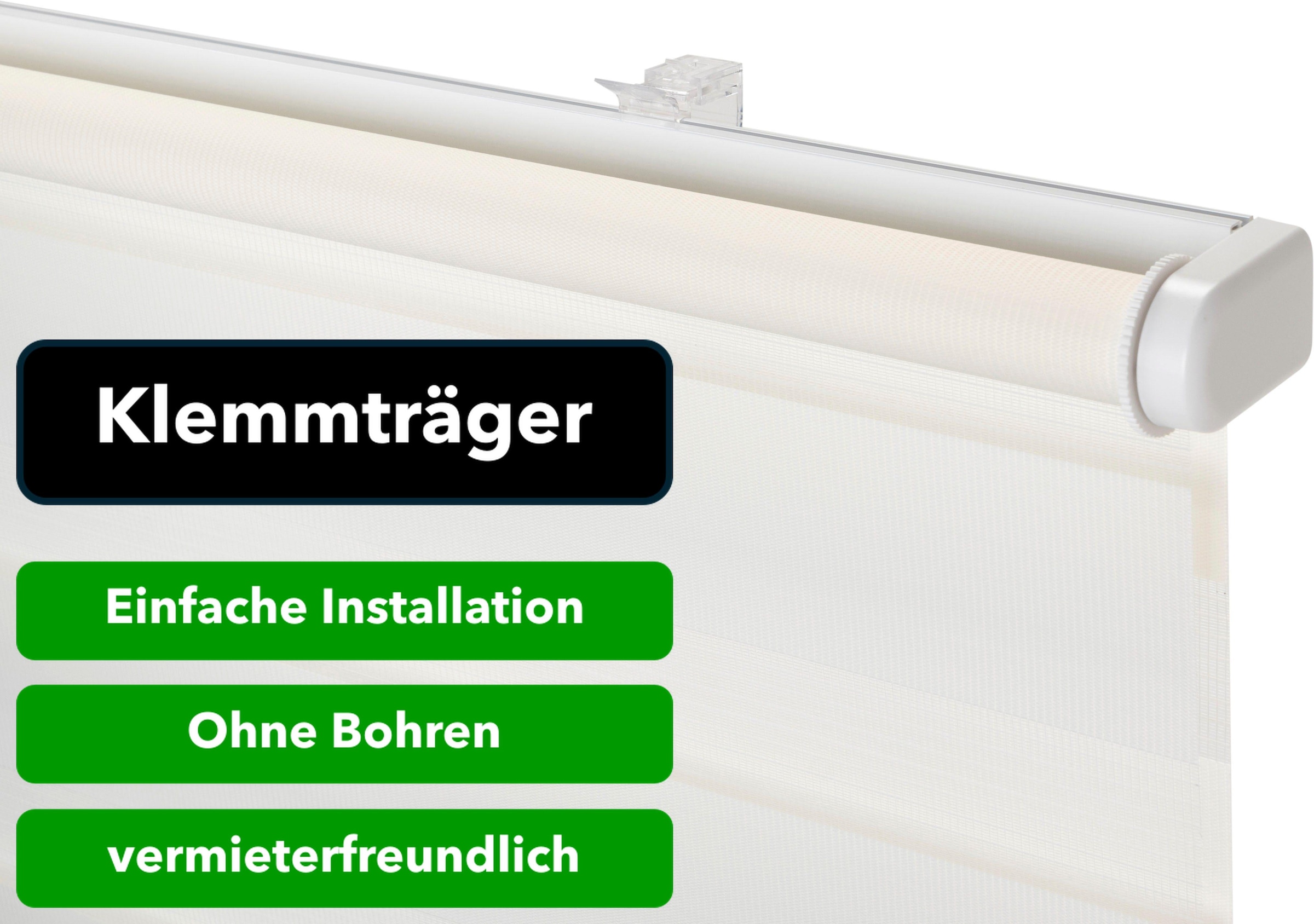 Home affaire Doppelrollo »Jan« Lichtschutz Sichtschutz ohne Bohren freihängend Fixmass, Klemmfix, uni, monochrom, basic, schnurlos, Klemmträger