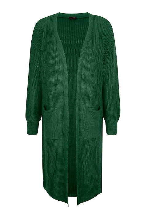 Long-Strickjacke, offene Form, Langarm
