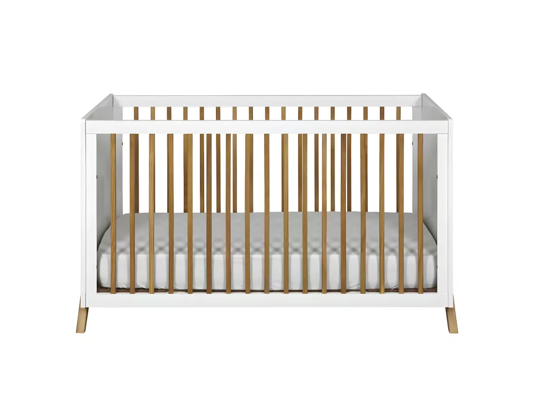 Lit bébé avec matelas 70x140 cm panneaux de fibres blanc AZU