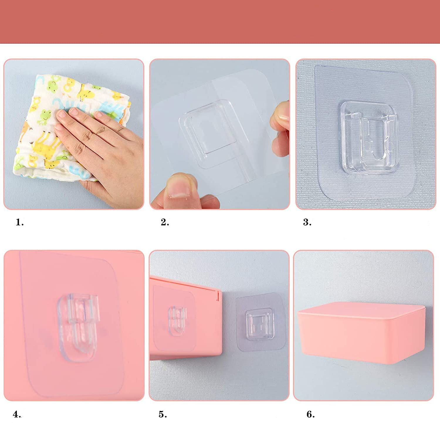(5er Set) Doppelseitige Selbstklebende Wandhaken Tragkraft 5kg - Transparent