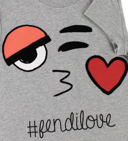 Fendi Kids T-Shirt - Graumeliert m. Gesicht
