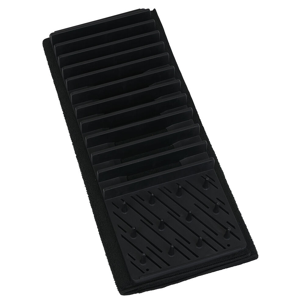 Égouttoir avec tapis pliable noir 11 rangées 12 picots