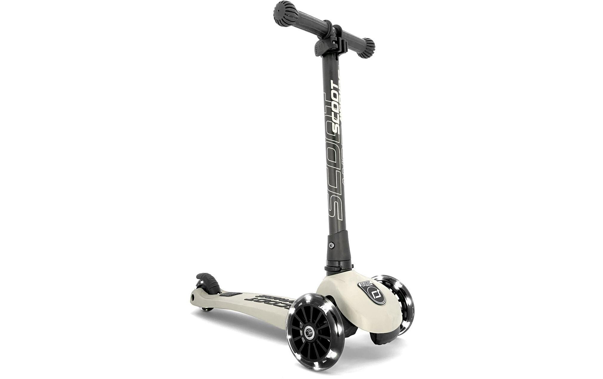 Scooter Highwaykick 3 LED, AshZusammenklappbarer Mini-Scooter mit hellen weissen LEDs an den Rädern