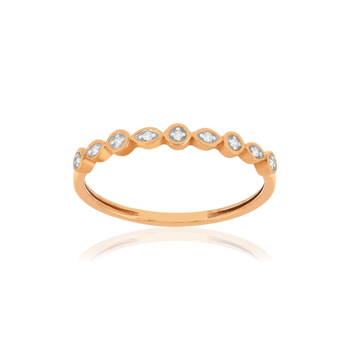 Bague or 375 rose diamants