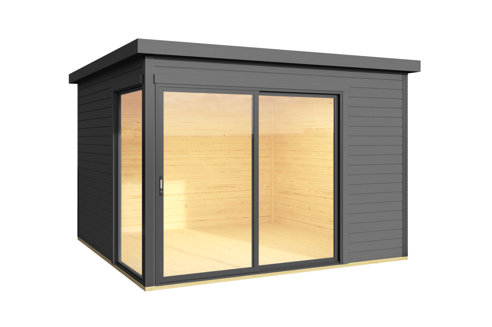 Gartenhaus DOMEO 1 - carbongrau - Fichte massiv - 300x300 cm