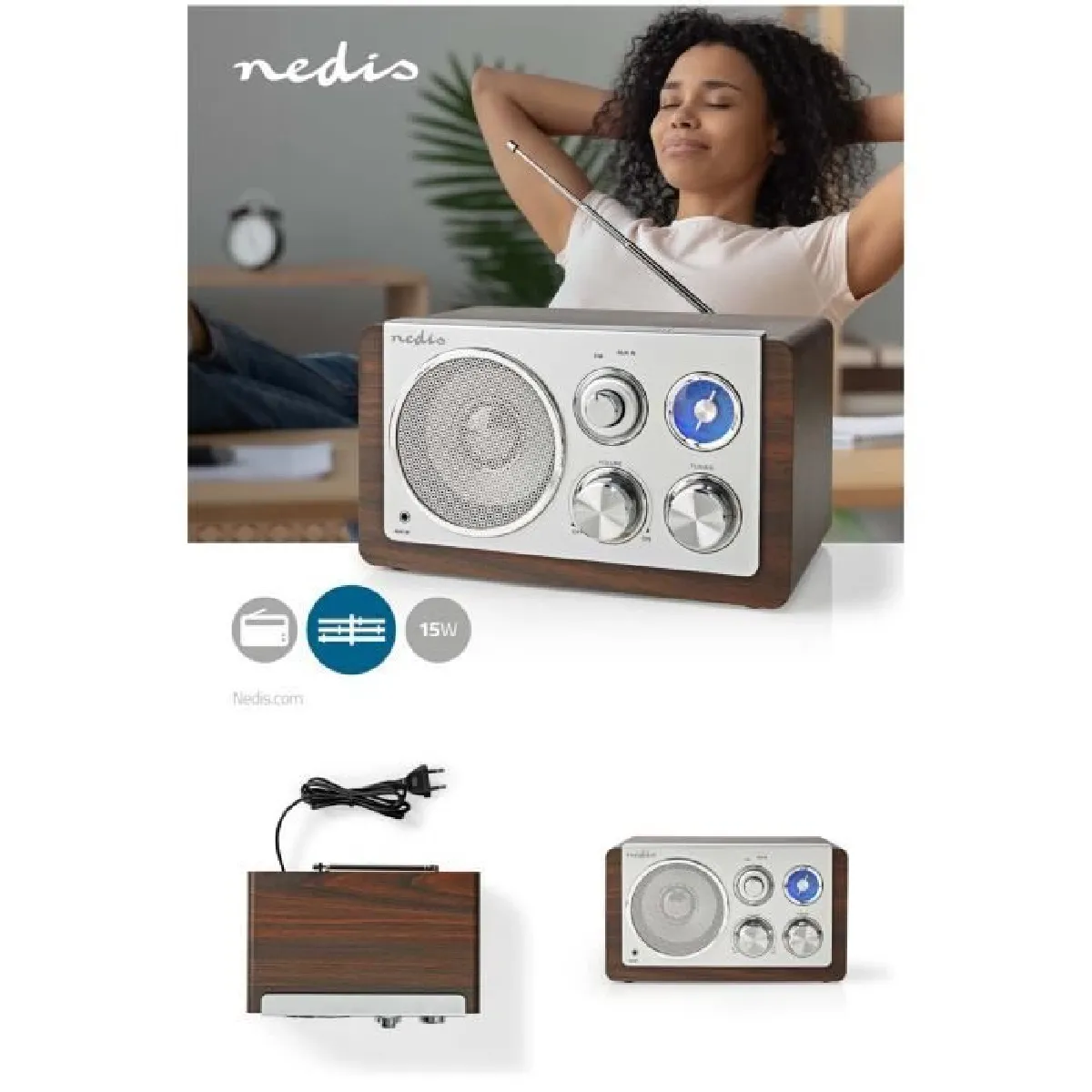 Nedis Radio Vintage - Bois