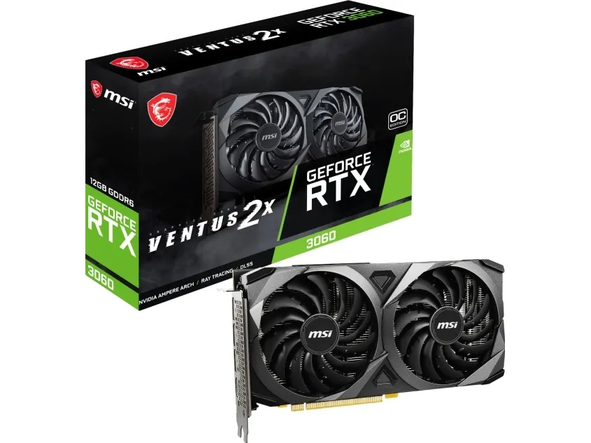 MSI NVIDIA® GeForce® RTX 3060 VENTUS 2X 12G OC - Grafikkort - GF RTX 3060 - 12 GB GDDR6 - PCIe 4.0 - HDMI, 3 x DisplayPort - LHR