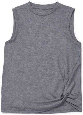 Hyperfied Jersey Knot Tank Top, Grey Melange