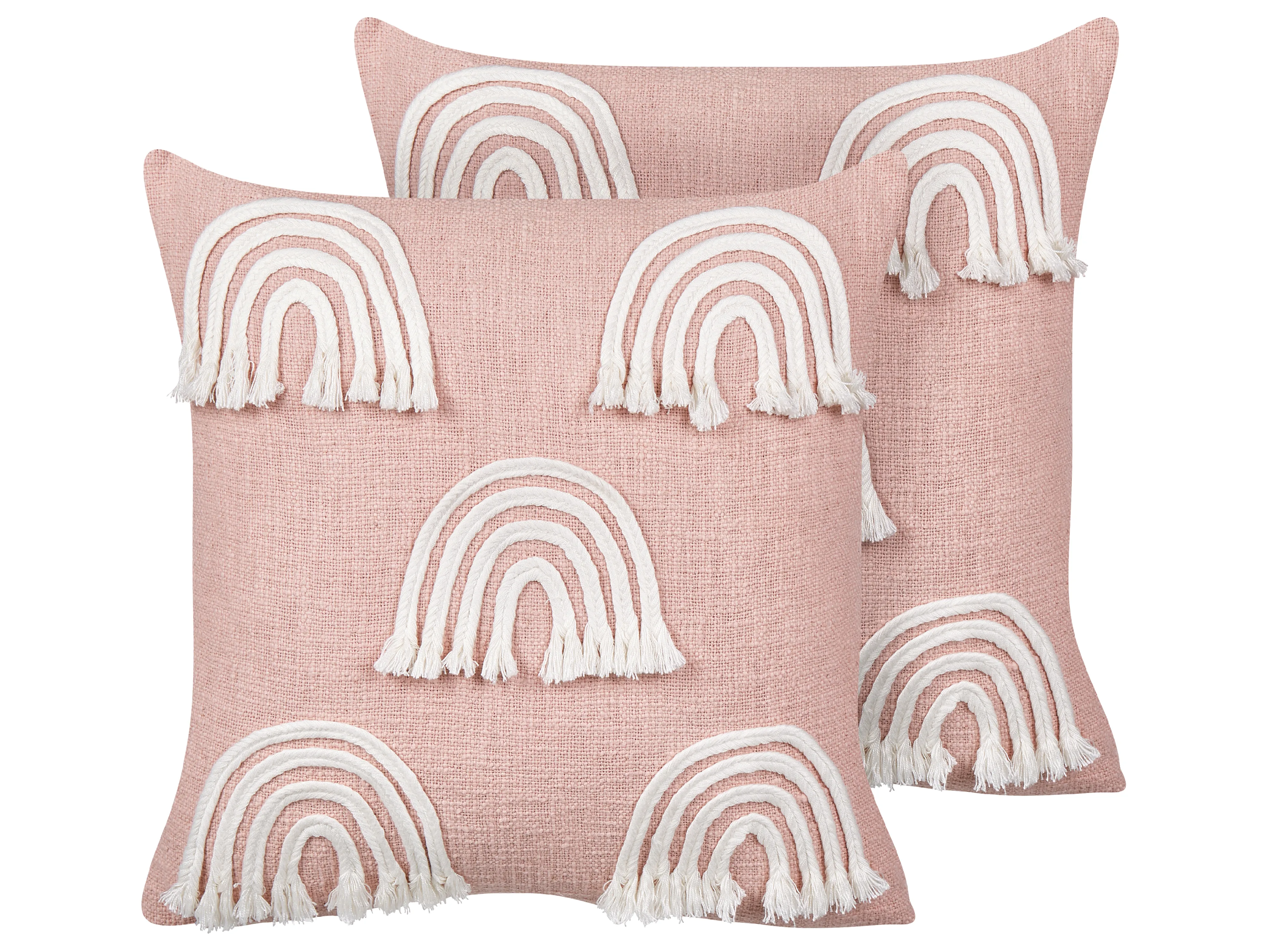 Set van 2 sierkussens LEEA Katoen 45 x 45 cm Pastelroze