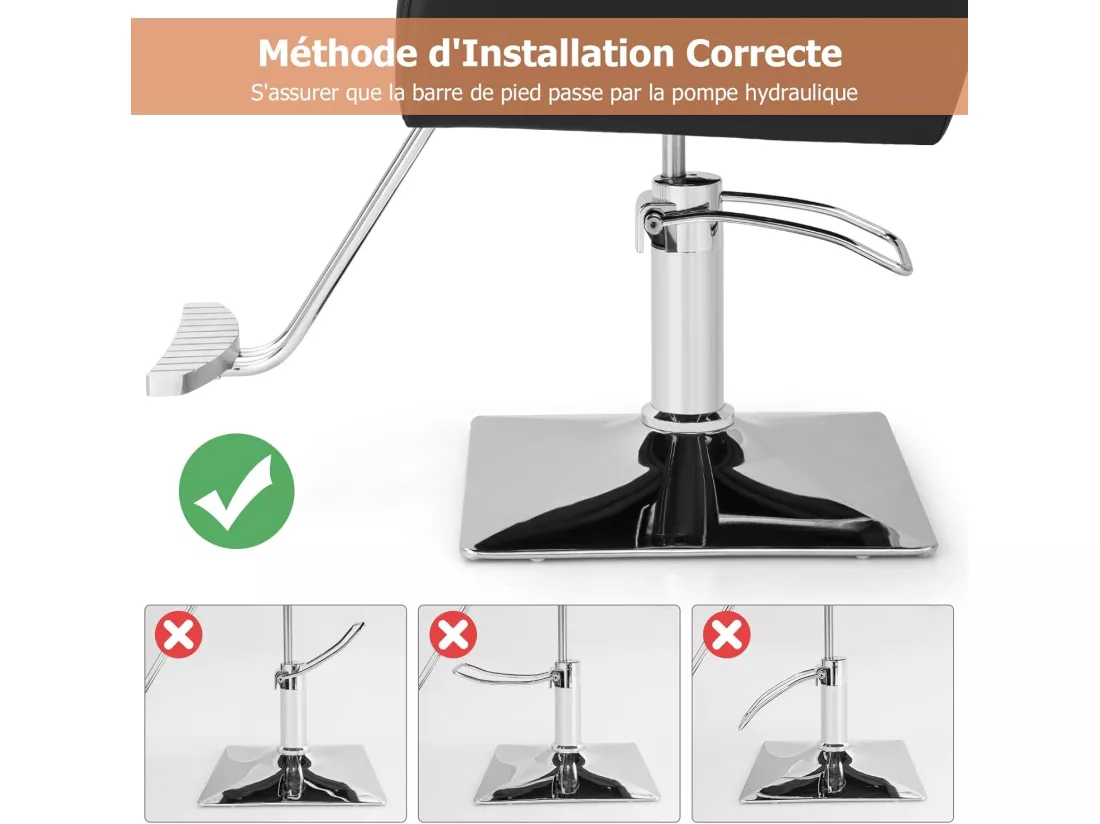 Fauteuil de Coiffure Hydraulique Rotative à 360°, Chaise de Salon Coiffure avec Hauteur et Appui-tête Réglables Accoudoirs en Bois Massif Charge 150KG, pour Salon de Beauté