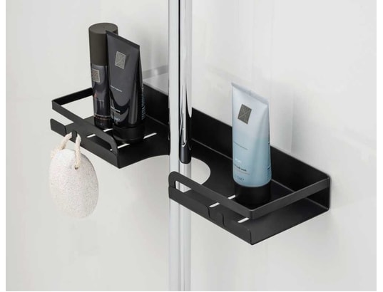WENKO - Accessoire de douche Étagère de barre douche - l. 35,5 cm - noir
