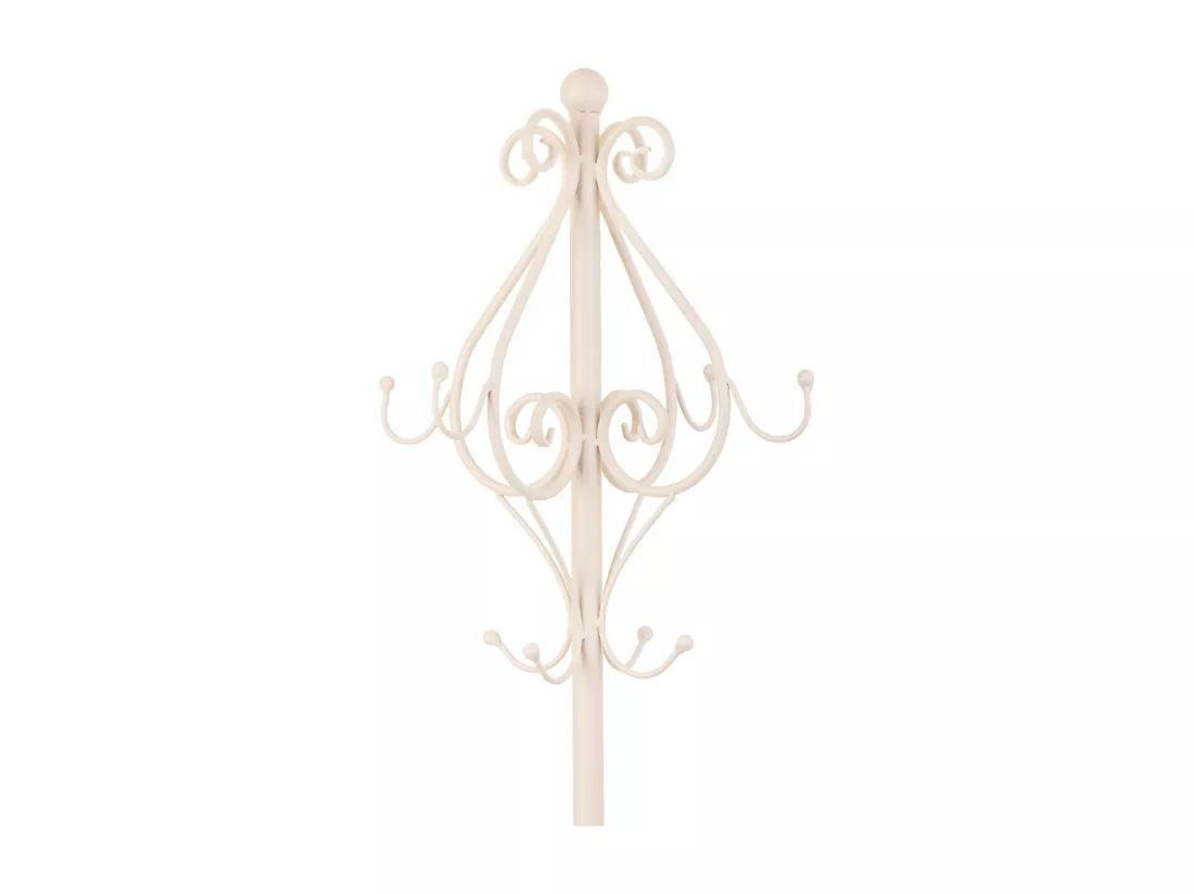Porte-manteau en fer forgé blanc avec porte-parapluie 26x26x178h cm