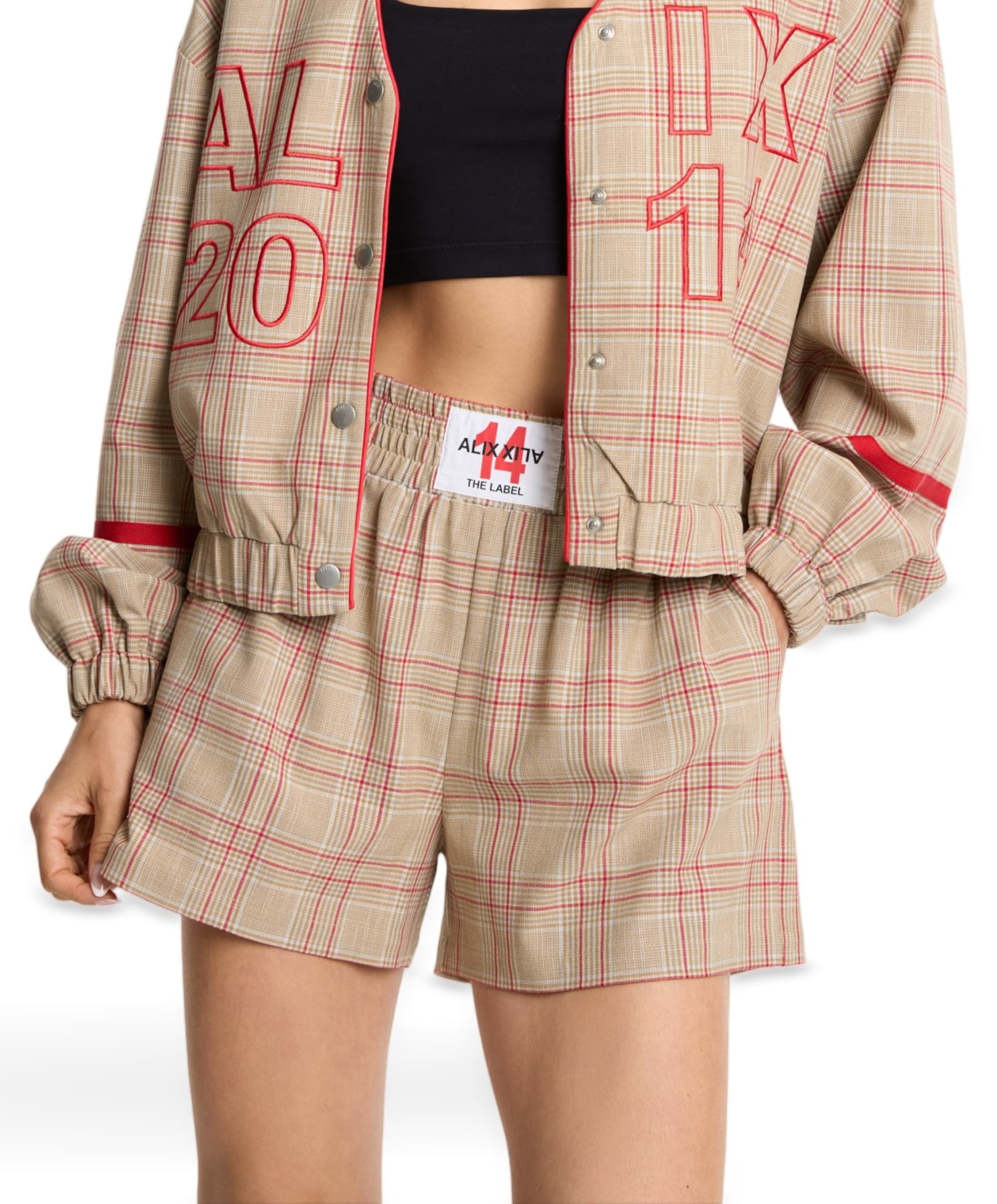 Alix The Label SPORTY CHECK dames korte broek beige
