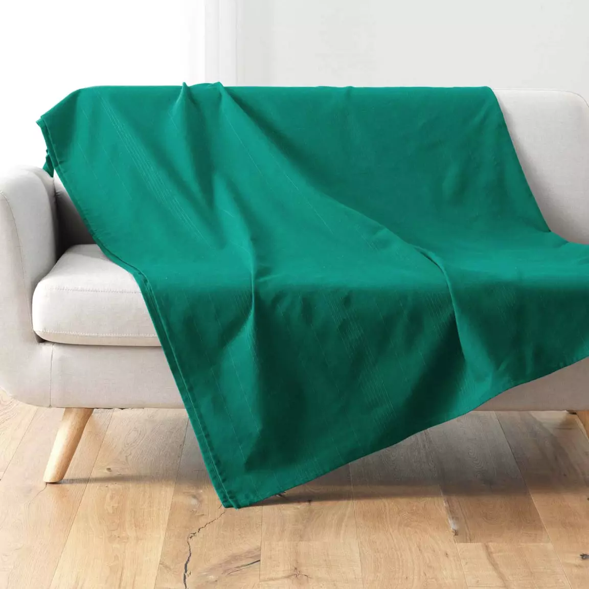 Plaid polycoton (220 x 240 cm) Lucile Vert émeraude