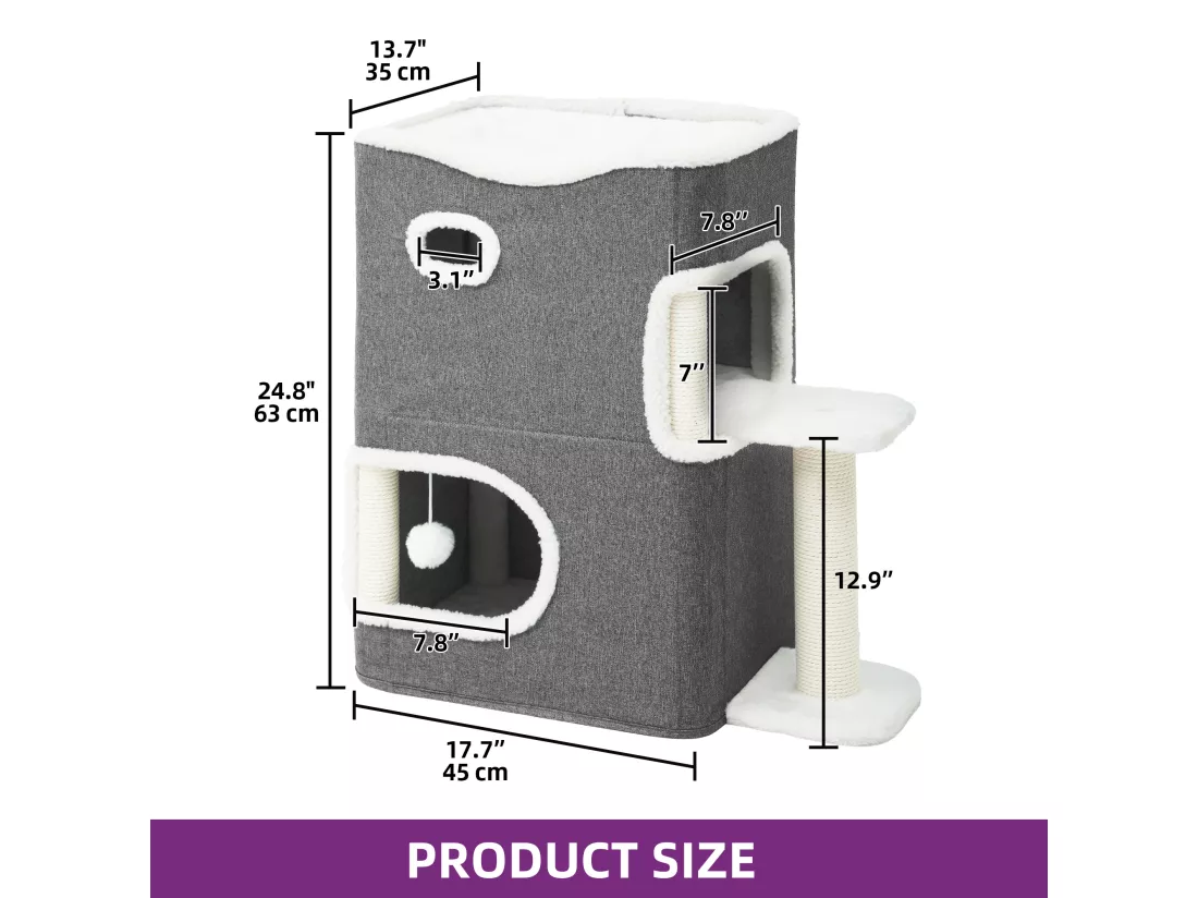 YITAHOME Maison pour Chat - Niche Chat Interieur - 58 * 35 * 63cm - Gris - Lit Chat - Cabane Chat - Arbre à Chat