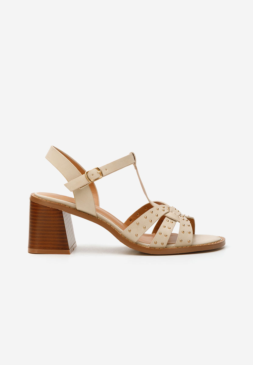 Sandales à talon épais beige Necole